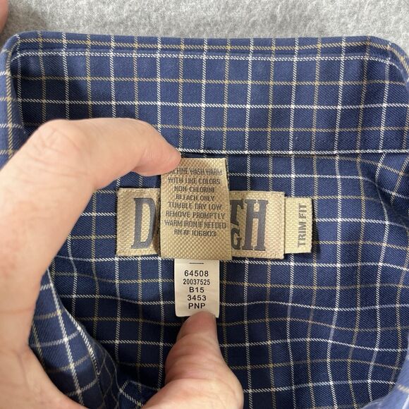 Duluth Trading Mens XL Blue Windowpane Plaid Button Down Long Sleeve Shirt Trim - Picture 5 of 8